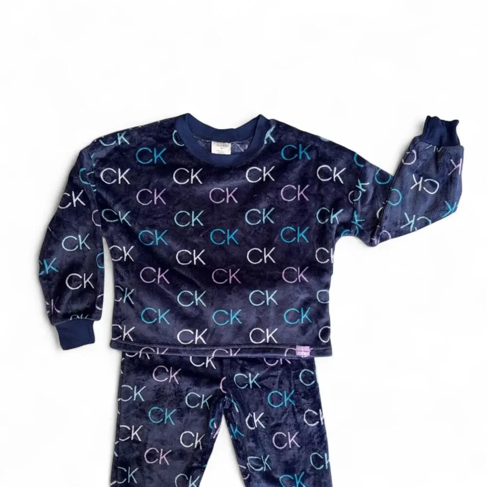 Calvin Klein Kids Plush Fleece 2-Piece Pajama Set Size M 7-8